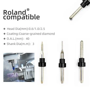 Alati za mljevenje litij disilikata za Roland {{0}}.6MM 1.0MM 2.5MM|3MM DRŽKA (OBLOŽENA SIC)